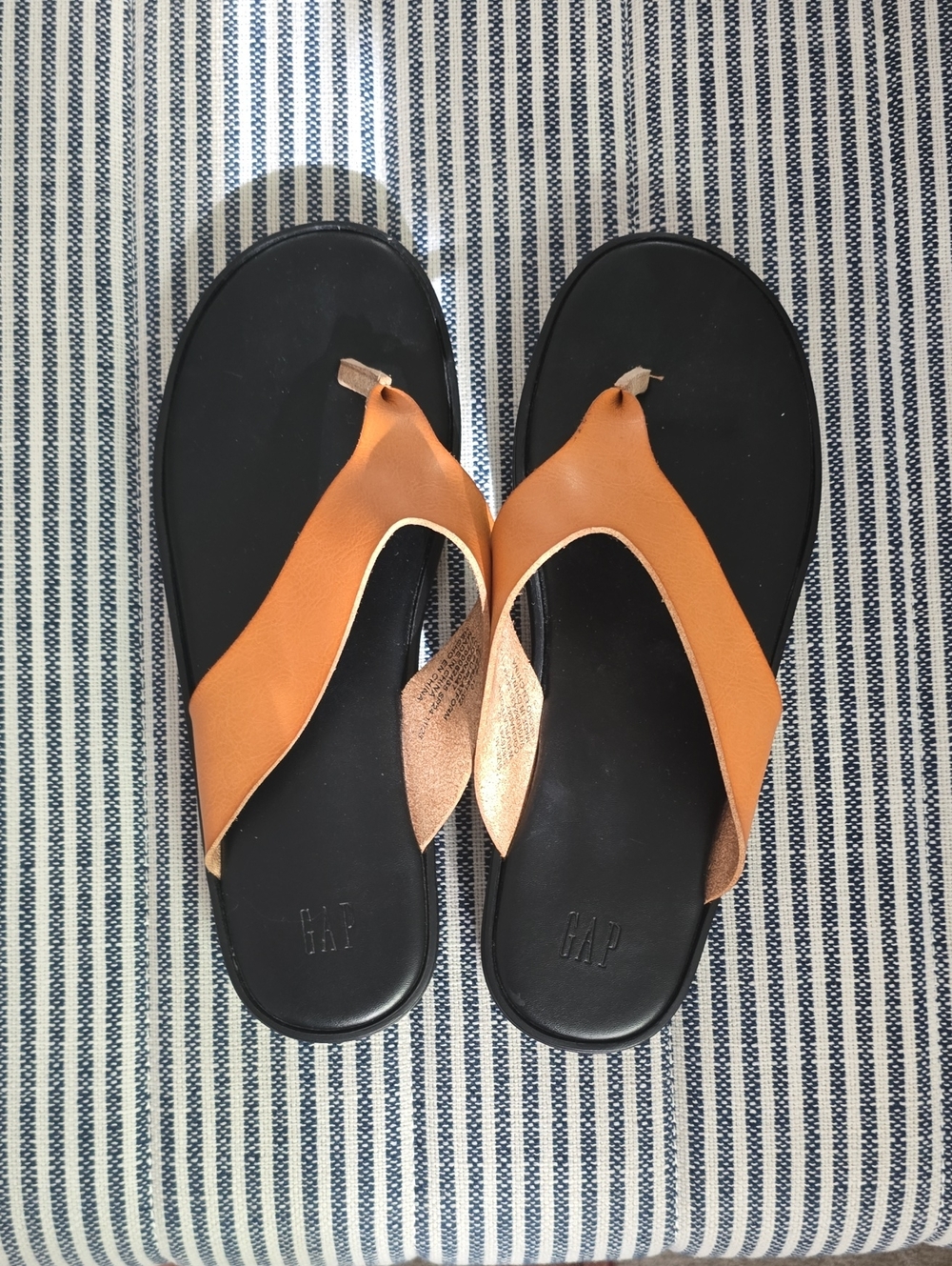 GAP ~ Black Sandals with Tan Straps